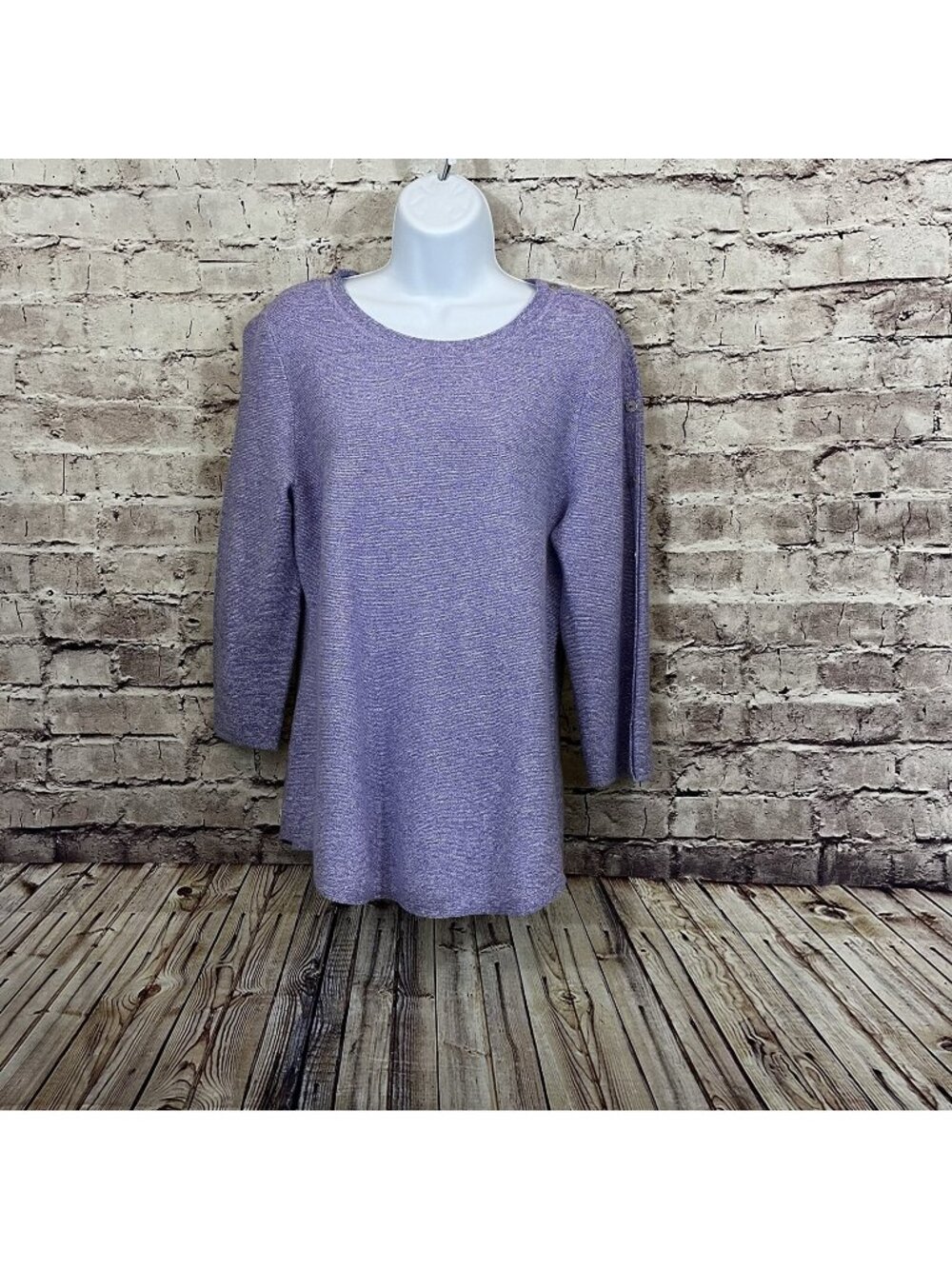 Talbots Purple Pullover Cotton 3/4 Sleeve Knit Sweater